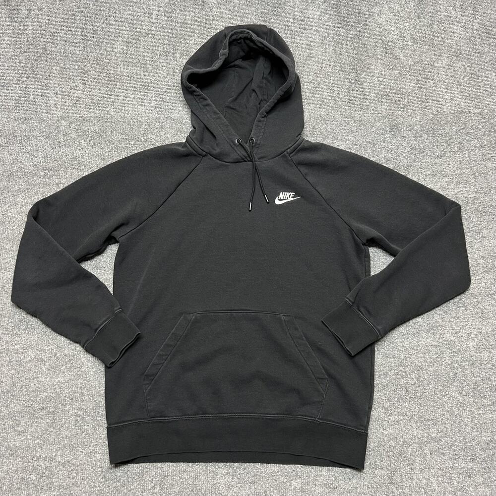 Nike Hoodie Womens Small Black Fleece Pullover Kangaroo Pocket Sweatshirt Logo